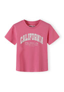 Girls California t-shirt and shorts set pink with crew neck ribbed short 3-8 years
