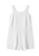 White crochet romper on a white background