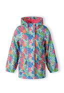 Girls rain jacket printed mint 1-6y with vibrant floral pattern, lightweight, waterproof, perfect for young girls.