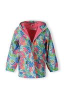 Girls rain jacket printed mint 1-6y featuring a vibrant floral pattern, waterproof outer fabric, and a cozy interior lining.