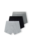 Men 3 pack boxers elastic waistband grey, featuring grey and black colors, soft and durable fabric for comfort.