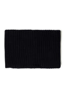 Black ribbed knit snood, detail view.
