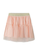 Girls pleated net party skirt sparkling orange 2-14y. Lightweight peach net fabric with a sparkling elasticated waistband. Comfort fit.