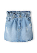 Girls denim skirt elasticated waistband light blue 2-14y with distressed detailing, denim fabric and comfortable fit.  