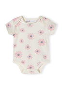 Girls short sleeve bodysuit pack with print light pink 0-24m, soft cotton jersey, floral design in pink and grey.