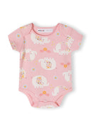 Girls short sleeve bodysuit pack with print light pink 0-24m featuring cute elephants and floral designs in soft cotton jersey. 
