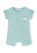 Boys 2 pack short sleeve rompers colourful patterns mint 0-24m. Mint green romper with colorful dinosaur print and press studs. 
