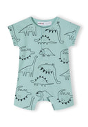 Boys rompers 2 pack short sleeves mint 0-24m. Mint romper features dinosaur prints, soft cotton fabric, perfect for infants.