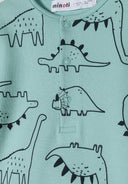 Boys rompers 2 pack short sleeves mint 0-24m featuring playful dinosaur print, soft cotton fabric for infants.  