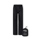 Men packaway waterproof overpants black made from lightweight material featuring an elasticated waistband and portable storage pouch.