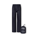 Men packaway waterproof overpants elastic waistband navy in lightweight waterproof fabric, featuring side access openings for convenience.