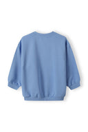 Light blue girls fleece crew sweatshirt, back view with ribbed cuffs.