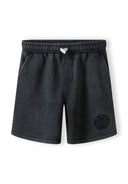 Boys shorts set in grey, front view, featuring elasticated waistband and printed detail.