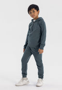 Boys half zip hoodie in dark blue with elasticated cuffs and matching joggers.