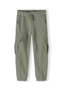 Boys khaki cargo joggers with elasticated waistband and side pockets.