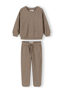 Beige kids sweatshirt and joggers set with elastic waistband and relaxed fit showcasing simple, comfortable design for casual wear