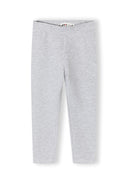Light grey girls stretch jersey leggings with a simple, comfortable design for everyday kids fashion and comfort.