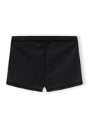Black boys swim shorts with elasticated waist and simple sleek design for kids aged 3 to 14 years