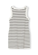 Girls sleeveless ribbed jersey dress with classic black and white horizontal stripes design