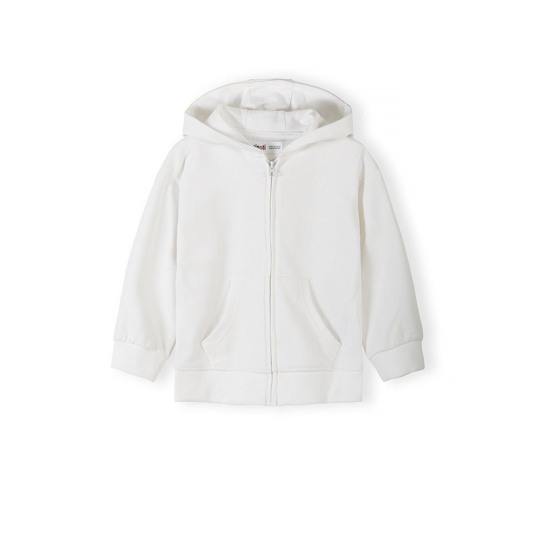 Close-up view of pale yellow zip hoodie showing soft fabric texture, hood detail and front zip closure against white background