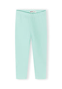 Pastel green kids leggings with elasticated waistband, simple design ideal for comfortable everyday wear.