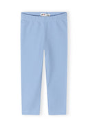Soft blue capri leggings for girls featuring a simple, comfortable design ideal for kids and baby fashion.