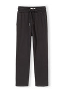 Black wide leg joggers for girls with elasticated waist and side pockets, designed for comfort and casual wear.
