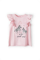 Girls two-piece frill top with spotty leggings light pink 3m-3y features a light pink top with frilled sleeves and zebra print. 