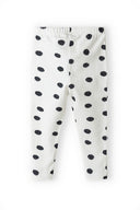 Monochrome spotty leggings with elasticated waistband for girls, comfortable fit in black and white for ages 3m-3y.