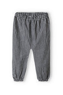 Monochrome gingham harem-style trousers with elasticated waistband for girls, comfortable fit, size 3m-3y.