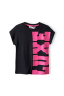 Girls graphic t-shirt bright pink slogan black 3-14y with a relaxed fit and comfy drop shoulder sleeves. Comfortably designed for active wear.