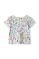 Girls t-shirt 2 pack fruit print turquoise 0-12m with vibrant unicorn and rainbow pattern, soft cotton blend, ideal for toddlers.