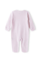 Babies sleepsuit front poppers turquoise 0-12m. Soft pink ribbed sleepsuit with long sleeves and enclosed feet, ideal for infants.