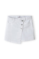 Girls twill skirt asymmetric hem white 3-14y featuring three silver shank buttons and a modern silhouette. Perfect for casual and event wear.