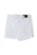 Girls twill skirt asymmetric hem white 3-14y. Classic white twill fabric with off-centre fastening and modern cut. Ideal for casual and special occasions.
