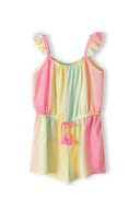 Girls playsuit with frilled straps multicoloured 1-8y. Lightweight, breathable fabric with pastel gradient colors and frilled straps.