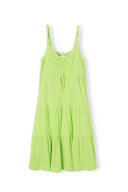 Bright green girls tiered summer dress 3-14y, crafted from breathable woven crinkle fabric. Perfect for warm weather.