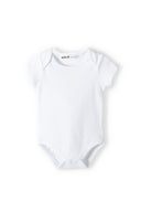 Baby short sleeve bodysuit with popper fastenings white 0-18m. Soft and stretchy cotton fabric, designed for comfort and ease of dressing.