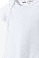 Baby short sleeve bodysuit with popper fastenings white 0-18m, featuring soft cotton fabric and a stretchy neckline.