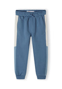 Boys crew neck sweatshirt and joggers set drawstring blue 1-8y featuring lightweight cotton fleece and elasticated cuffs.