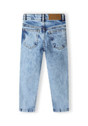 Boys denim jeans in light wash with faded distressed style and classic pockets