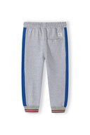 Boys fleece jogpant in gray heather with blue stripes