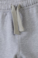 Boys fleece shorts in gray heathered with off-white drawstrings