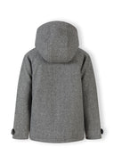 Boys gray wool hooded coat with button fastening cuffs