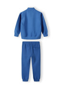 Boys half zip top with joggers cobalt blue 1-8y. Stylish cobalt blue set with stand-up collar zip, ribbed cuffs, and adjustable fit.