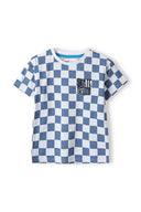 Boys Pack Short Sleeve T-Shirt in Blue Checkered with Skate Skills Print