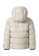 Boys padded jacket in beige with quilted design and hood