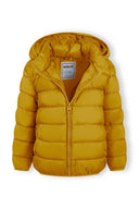 Boys padded jacket in mustard yellow quilted hooded design