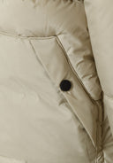 Boys padded jacket in beige with quilted hood, raglan sleeves