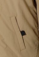 Boys parka jacket beige puffer with quilted hood and gray tag